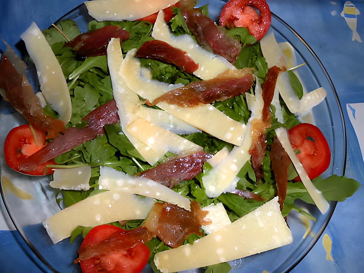 recette Roquette chiffonade de jambon et parmesan