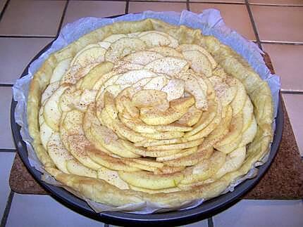 recette Tarte aux pommes "Calvados Cannelle"