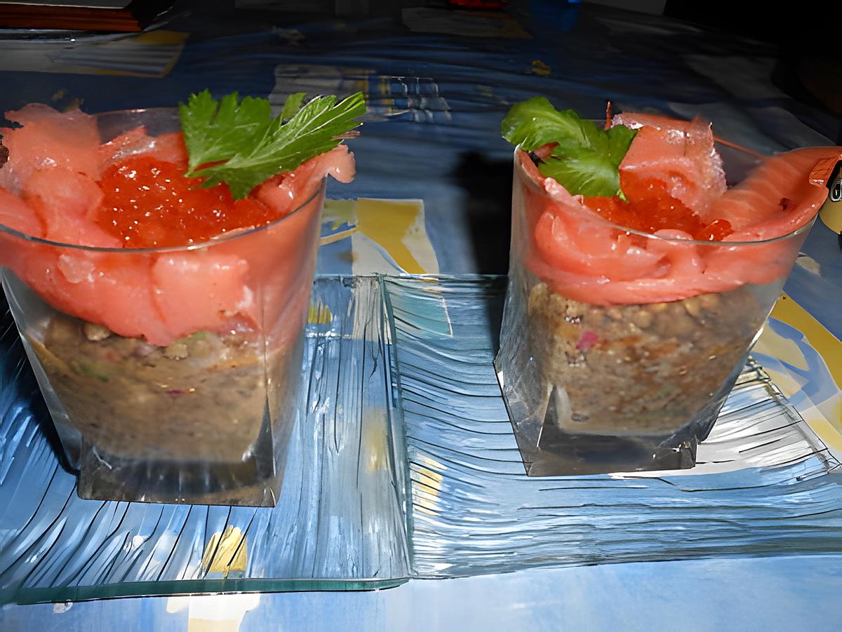 recette Verrine de lentilles et saumon fumé