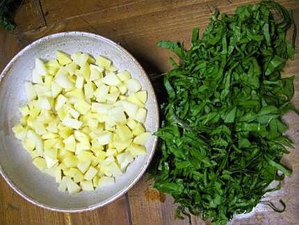 recette Soupe aux feuilles de blettes  et pommes de terre au micro-ondes.
