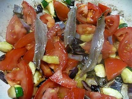 recette Riz aux légumes. Morbier. anchois.