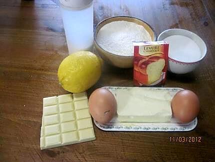 recette Gâteau au citron et chocolat blanc.