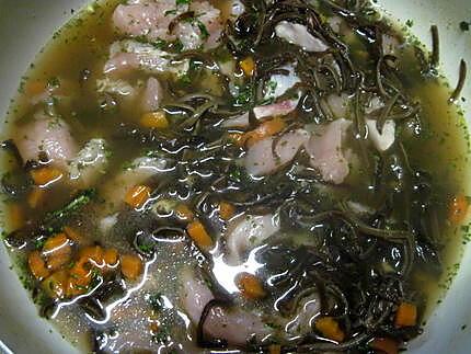 recette Emincé de dinde au vermicelle et champignons noirs.