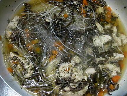 recette Emincé de dinde au vermicelle et champignons noirs.
