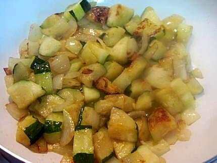 recette courgettes rissolées et cubes de porc.