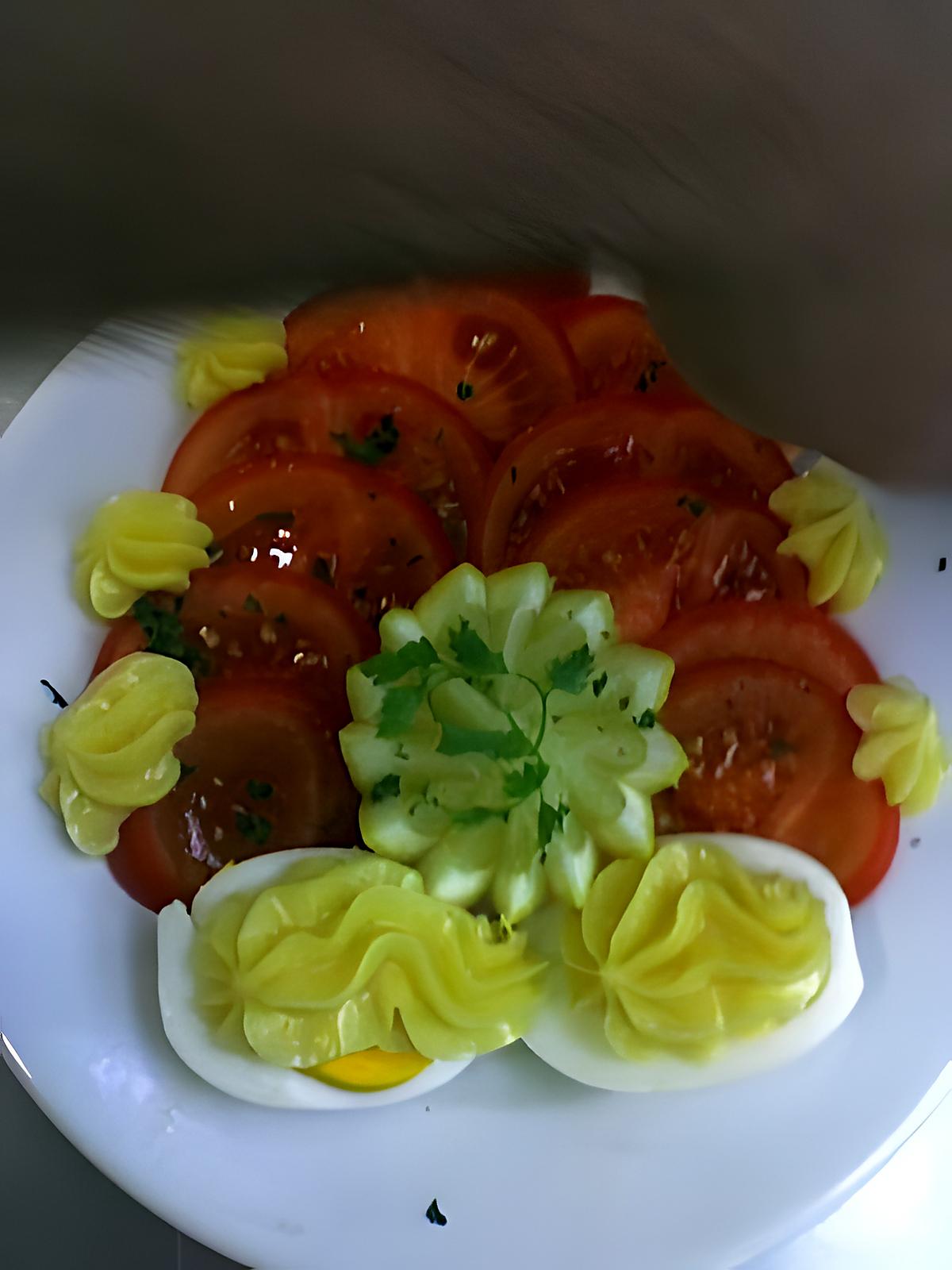 recette Salade de tomate accompagné d'œuf dur