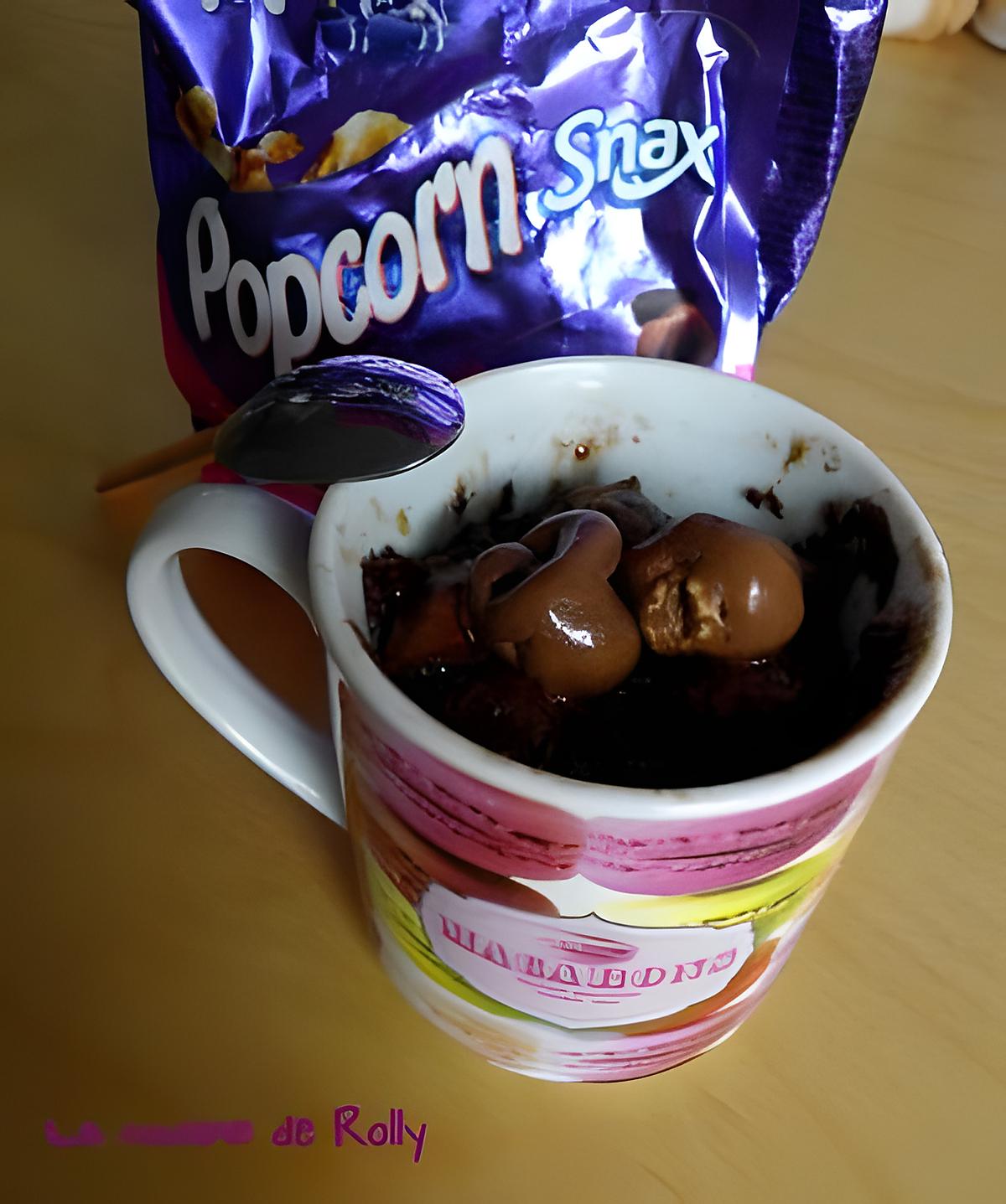 recette Mug cake croustillant chocolat pop corn