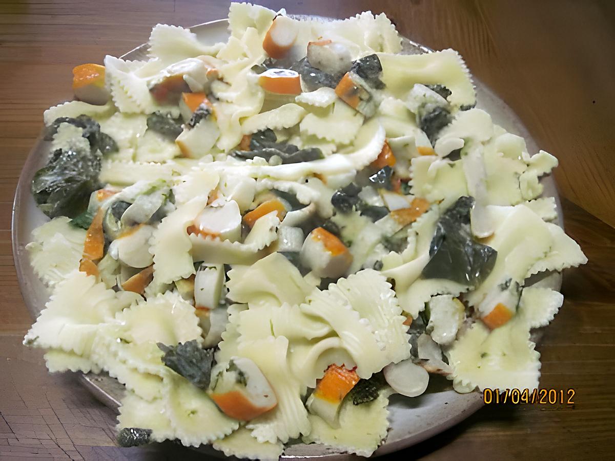 recette Papillon de Savoie au surimi et à l'oseille.