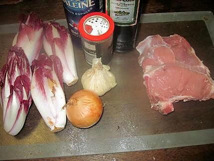 recette Côtelettes de veau aux endives rouges.