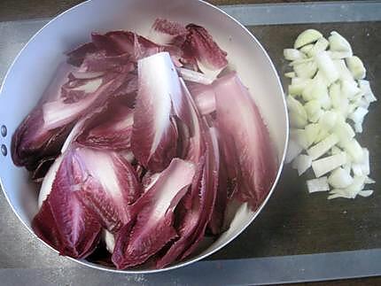 recette Côtelettes de veau aux endives rouges.