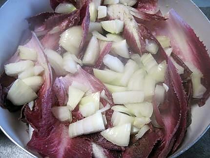 recette Côtelettes de veau aux endives rouges.