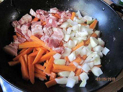 recette Cuisses de canard aux carottes et radis noirs. en WOK.