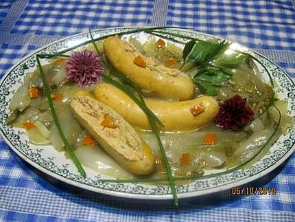 recette Boudin de saumon aux endives à l'étouffé. au WOK.