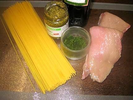 recette Escalopes de veau au spaghettis sauce Pesto.