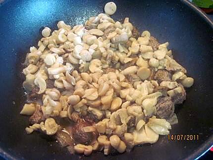 recette Boeuf aux champignons, sauce colombo.