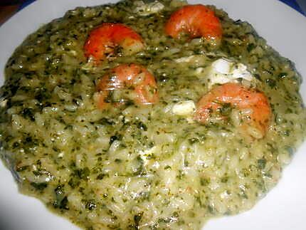 recette RISOTTO  SPINACI  GAMBERI  E  CHEVRE FRAIS