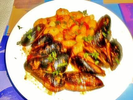 recette GNOCCHI  CON  COZZE  RIPIENE (MOULES   FARCIES)