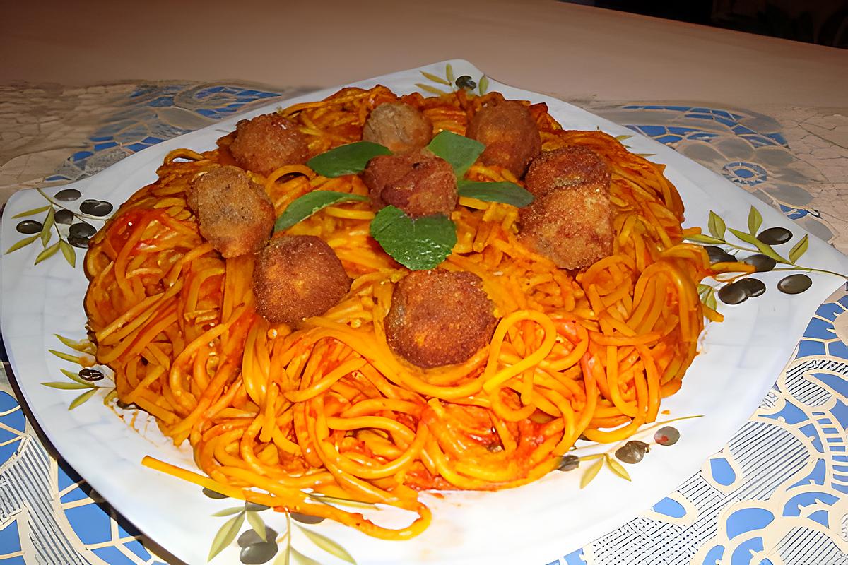 recette Spaghetti en sauce avec boulettes de sardine en conserve