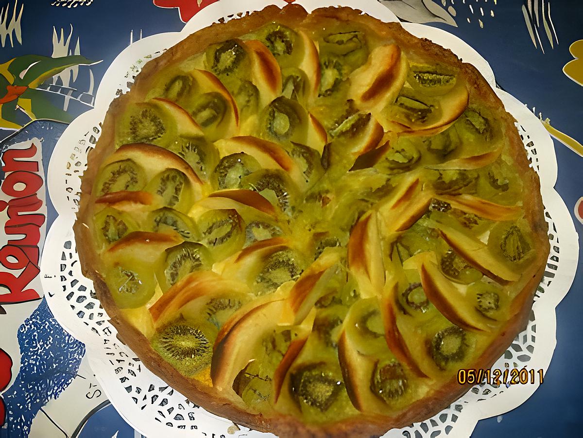 recette tarte aux  pommes et kiwis.