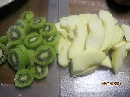 recette tarte aux  pommes et kiwis.