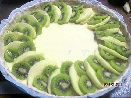 recette tarte aux  pommes et kiwis.