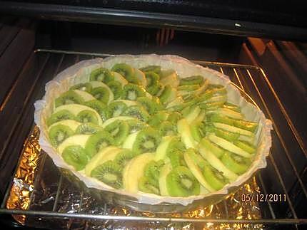 recette tarte aux  pommes et kiwis.