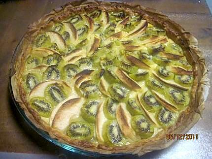 recette tarte aux  pommes et kiwis.