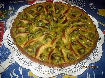 recette tarte aux  pommes et kiwis.