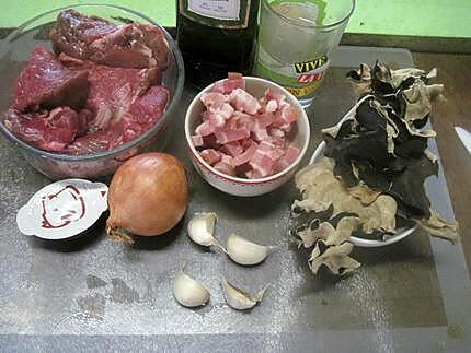 recette Sauté de boeuf aux champignons noirs.