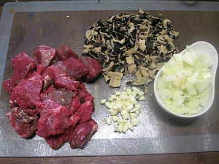 recette Sauté de boeuf aux champignons noirs.