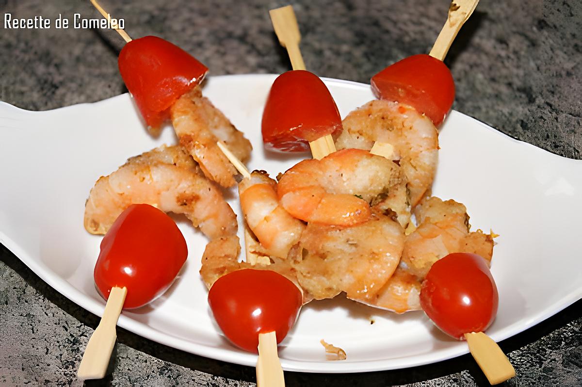 recette Brochettes de crevettes épicées