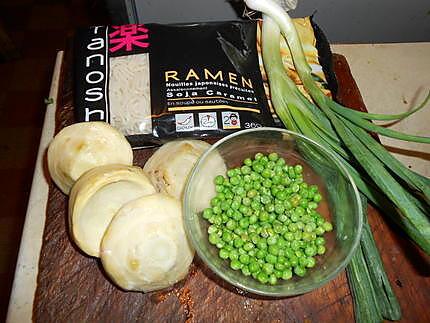 recette Ramen aux artichauts et petit pois