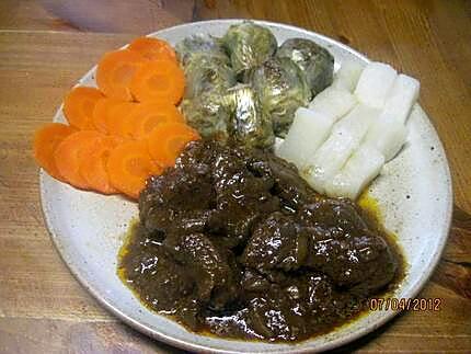 recette Bourguignon et son trio de légumes.