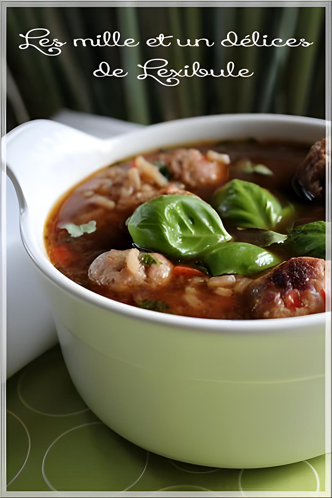 recette ~Soupe au riz et aux boulettes de poulet~