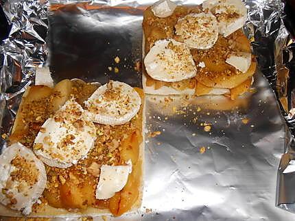 recette DINER  AVEC TOAST : 2) POMMES  POELEES CHEVRE