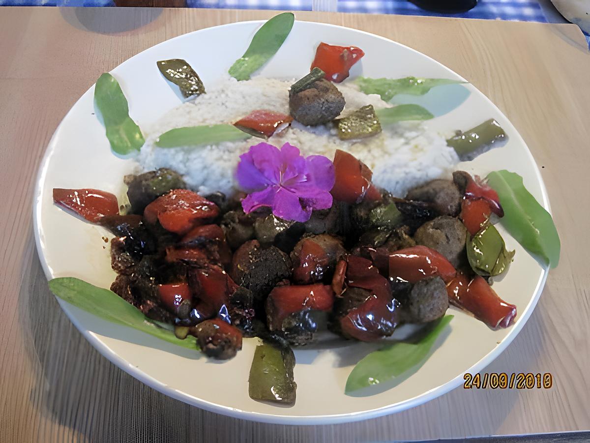 recette Boulettes de viande boeuf aux poivrons. et riz.