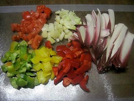 recette Escalopes de veau à la rigolade de légumes.