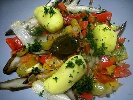 recette Escalopes de veau à la rigolade de légumes.