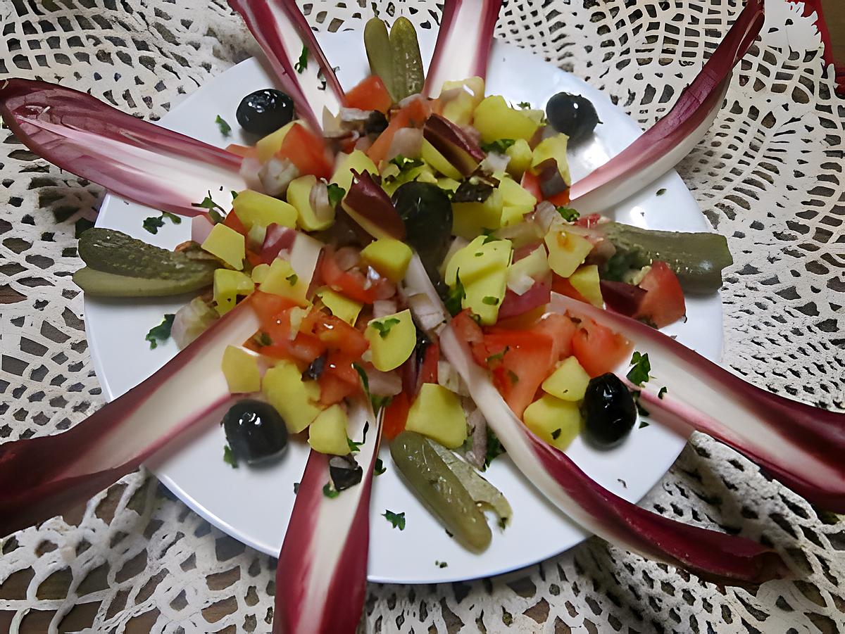 recette Entrée d'endives rouges et ses légumes.