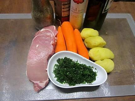 recette Pavés de porc aux légumes. sauce au poivre.