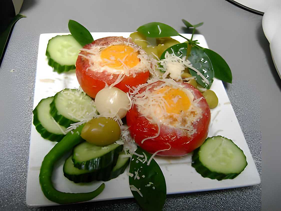TOMATES FARCIE PUREE JAMBON MODE COCOTTE