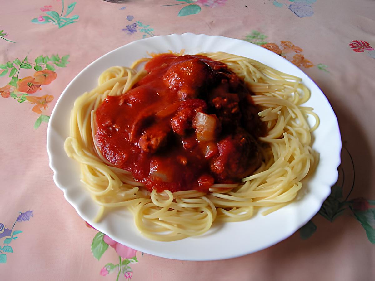 recette Spaghettis aux boulettes à la tomate