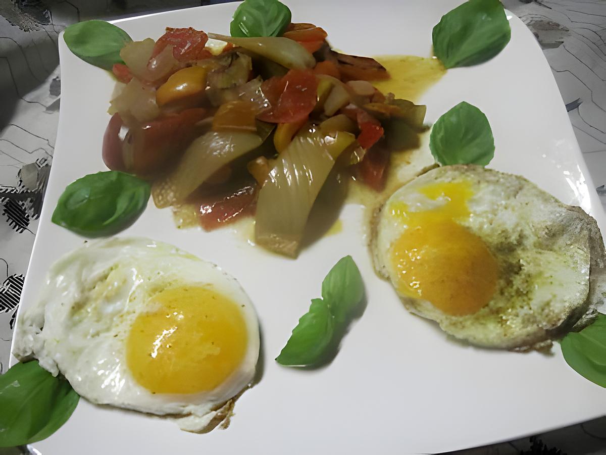 recette Oeufs sur le plat au fenouil aux quatuor de poivrons.