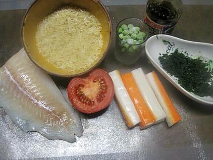 recette riz aux restes accompagner d'un filet de poisson  cabillaud..