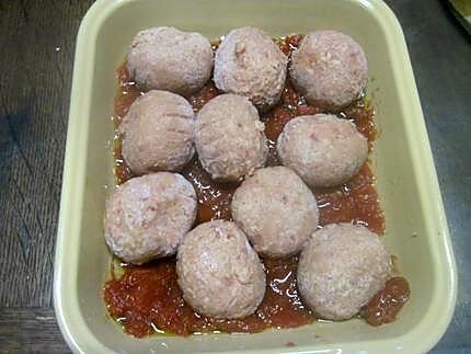 recette Boulettes de boeuf à la sauce tomates gratinées.