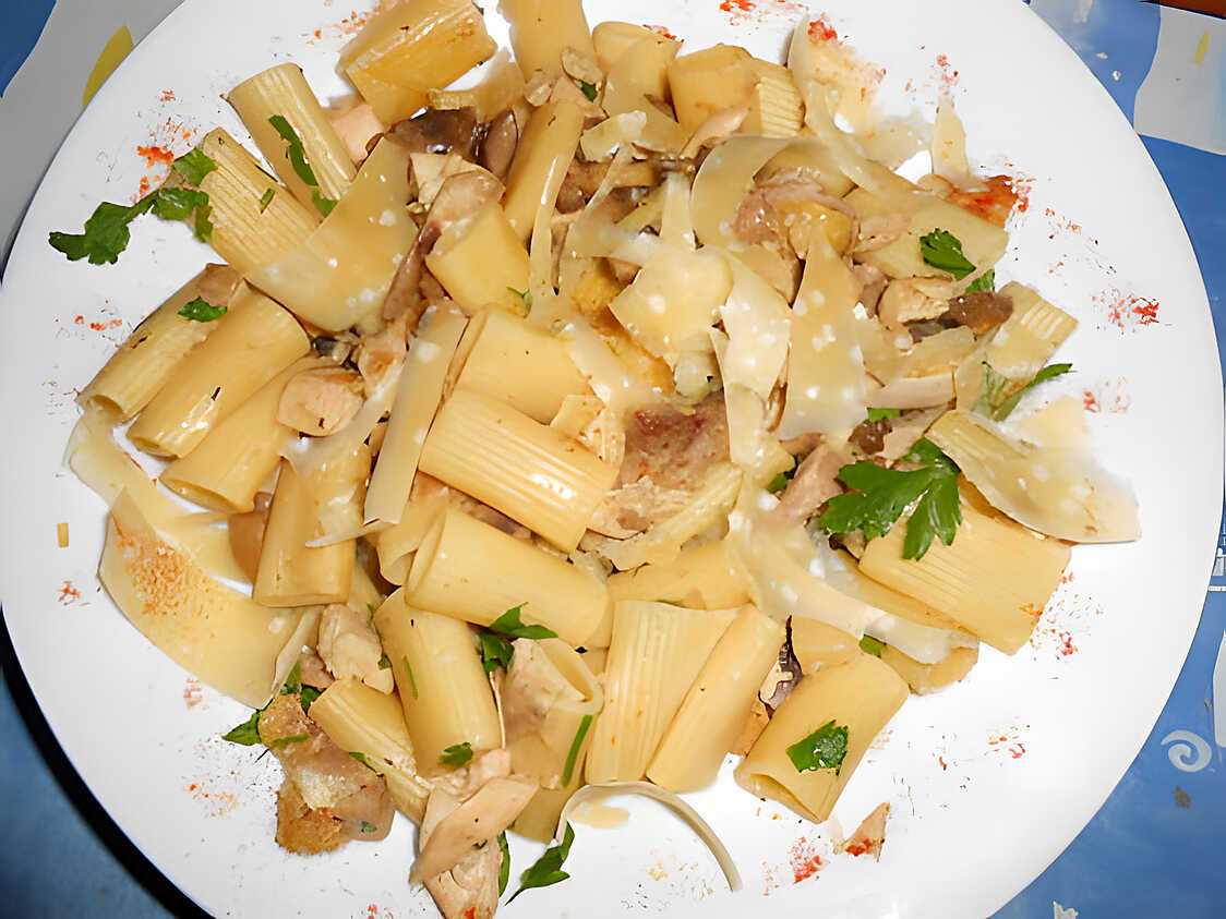 Recette de Rigatoni au poulet et champignons