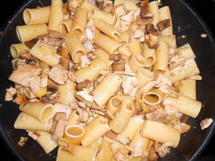 recette Rigatoni au poulet et champignons