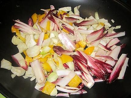 recette Fricassées de légumes au jambon cru fumé.
