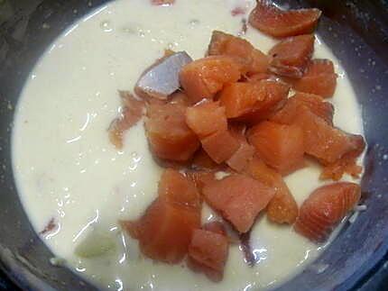 recette Quiche sans pâte au saumon rose.