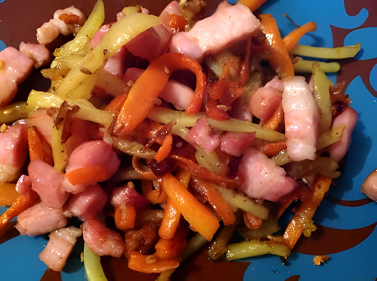 recette Poêlé lardons, pomme de terre, carotte